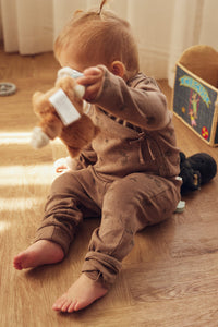 Tiny One Baby Leggings i pointelle Leggings 307 Taupe Grey AOP