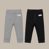 Tiny One Baby Pants 2-pack Pants 1750 L. Grey Melange / Black