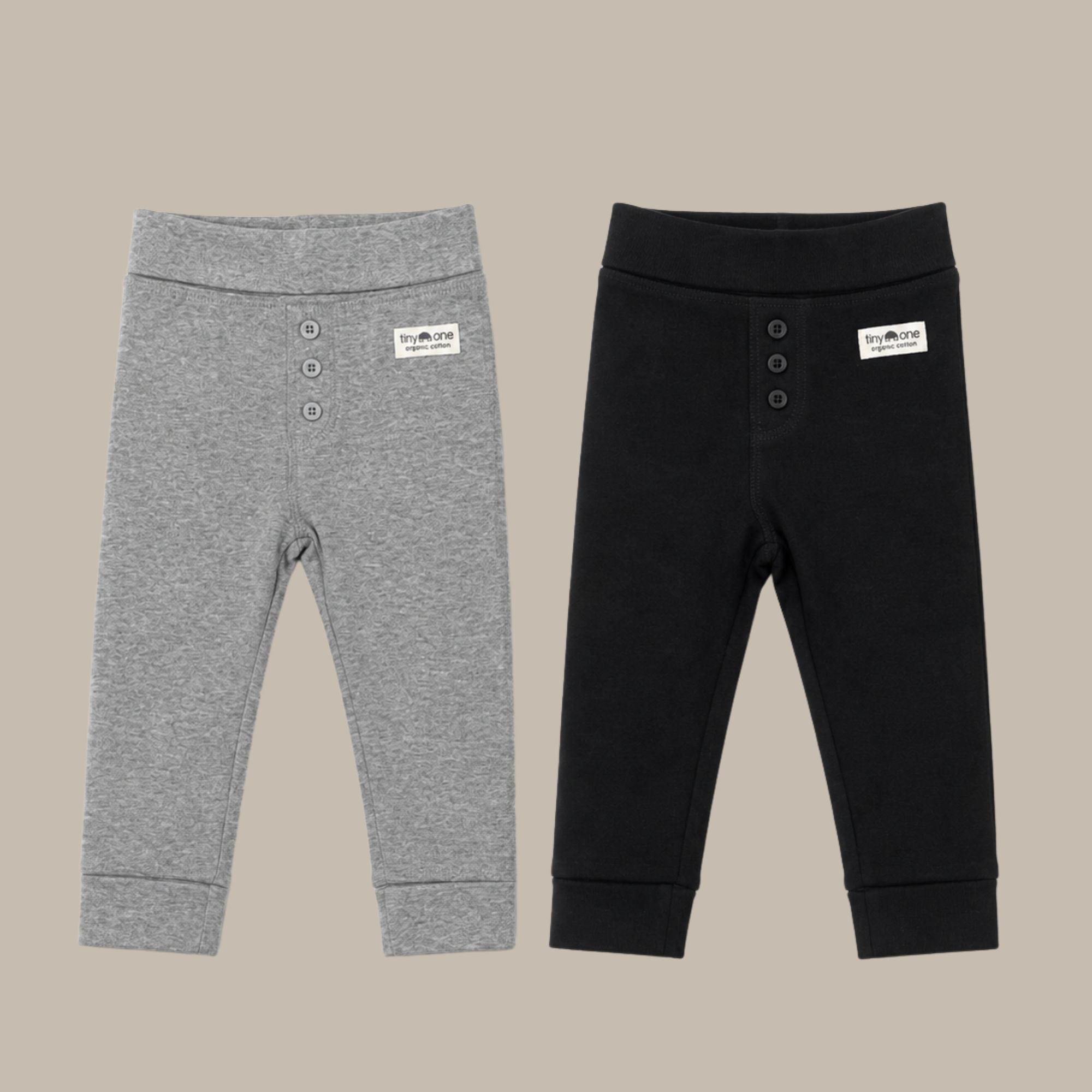 Tiny One Baby Pants 2-pack Pants 1750 L. Grey Melange / Black