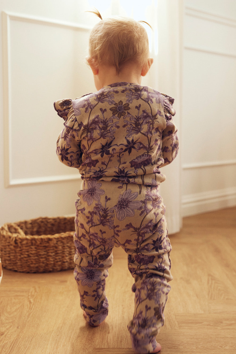 Tiny One Baby leggings i pointelle og blomster print Leggings 360 String AOP