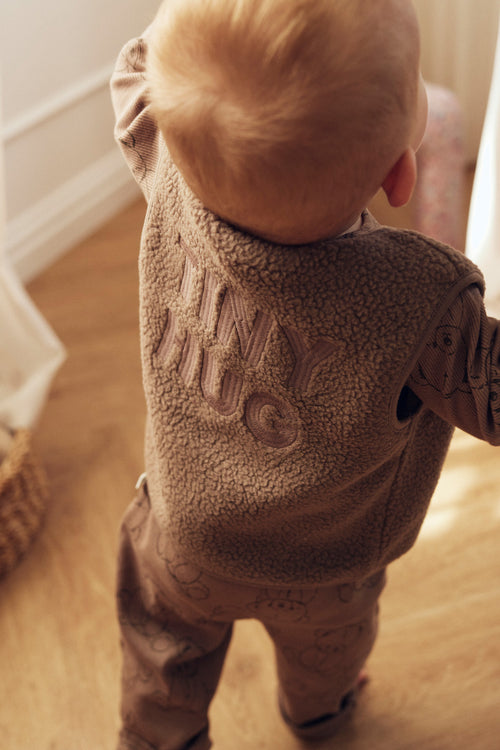Tiny One Baby teddy vest med broderi  250 Walnut