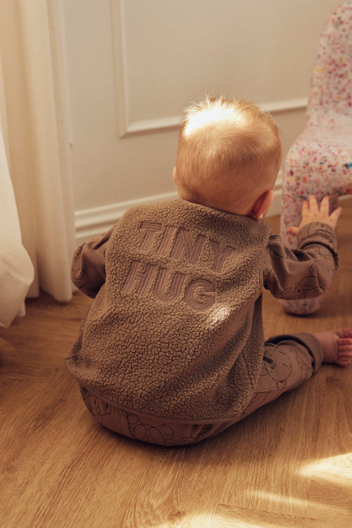 Tiny One Baby teddy vest med broderi  250 Walnut