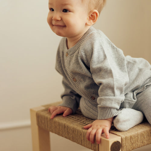 Tiny One GOTS Baby Cardigan L/S, Knit Knit 731 Light Grey Melange