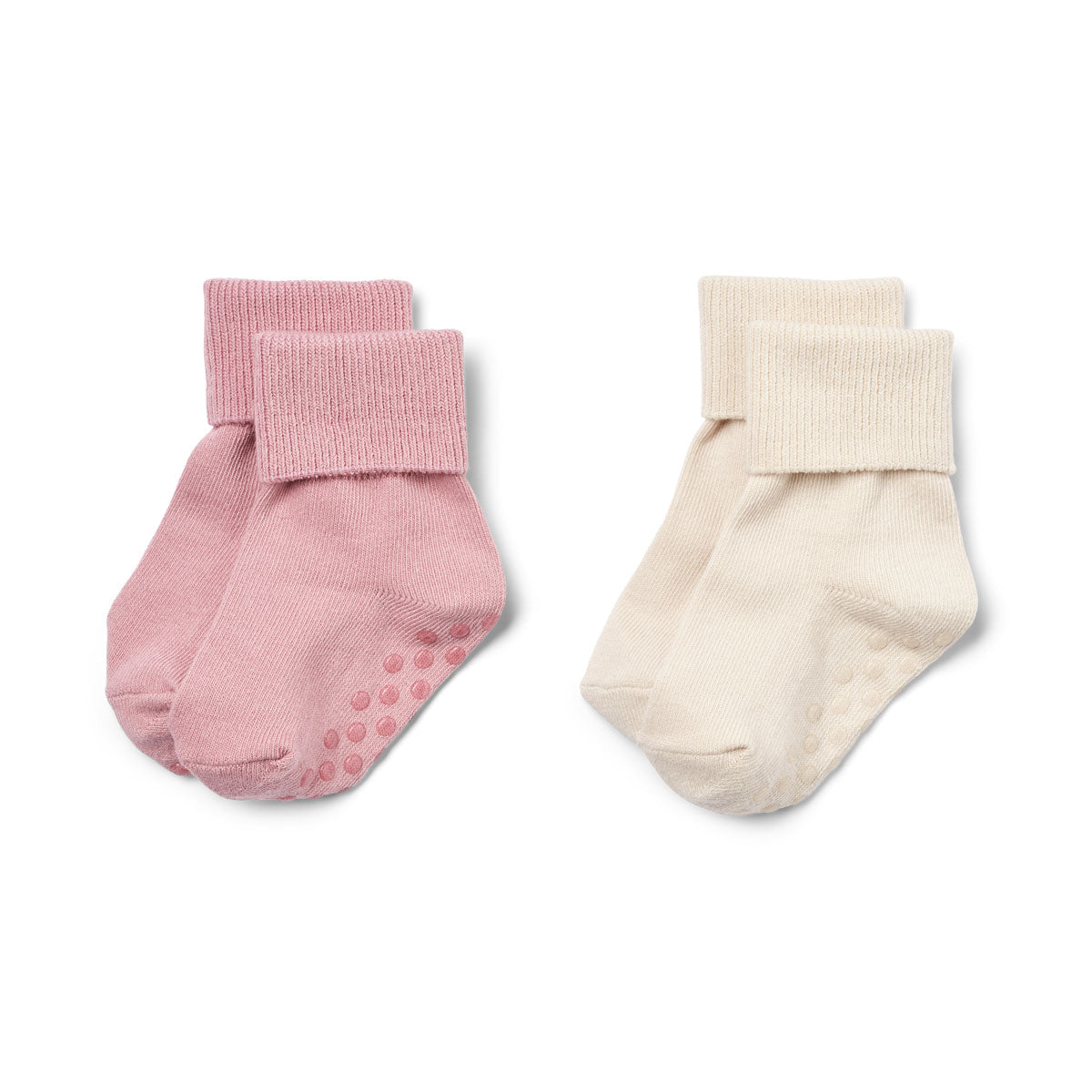 Tiny One GOTS Baby Socks 2-pack, Anti Slip Multipack 435 Zephyr w. Moonbeam