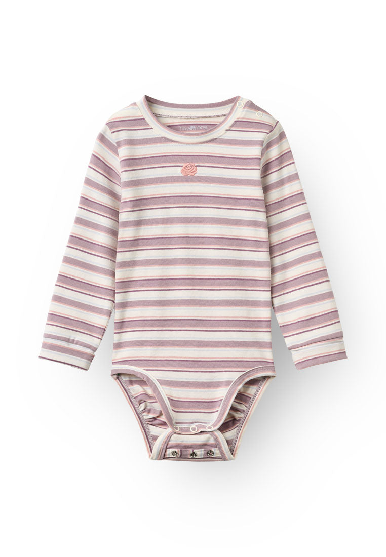 Tiny One Flower Stripe Body Body LS 319 GARDENIA W. STRIPES