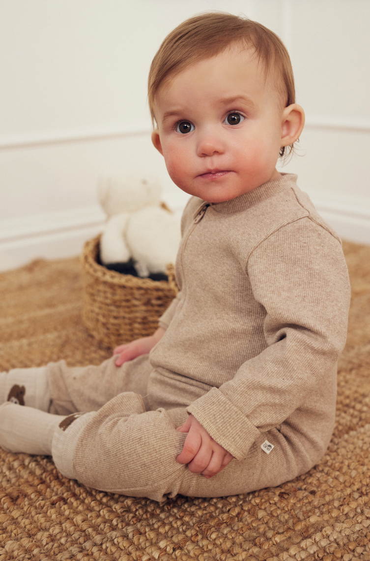 Tiny One GOTS Tiny One Baby Pyjamas Suit Jumpsuit 740 Light Beige Melange