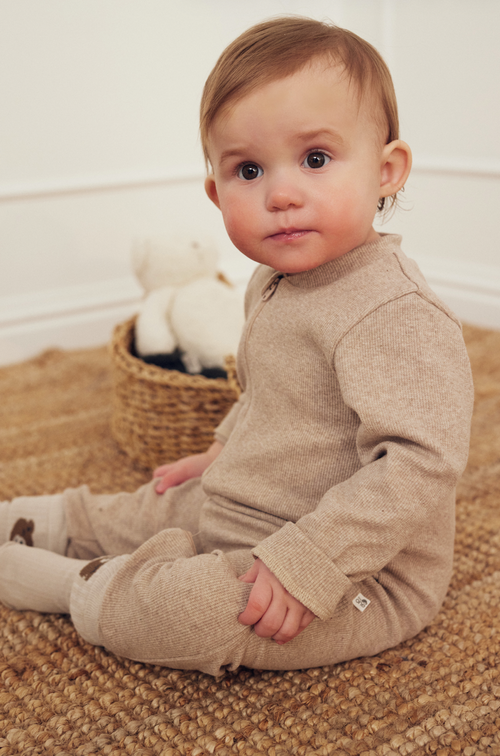 Tiny One GOTS Tiny One Baby Pyjamas Suit Jumpsuit 740 Light Beige Melange