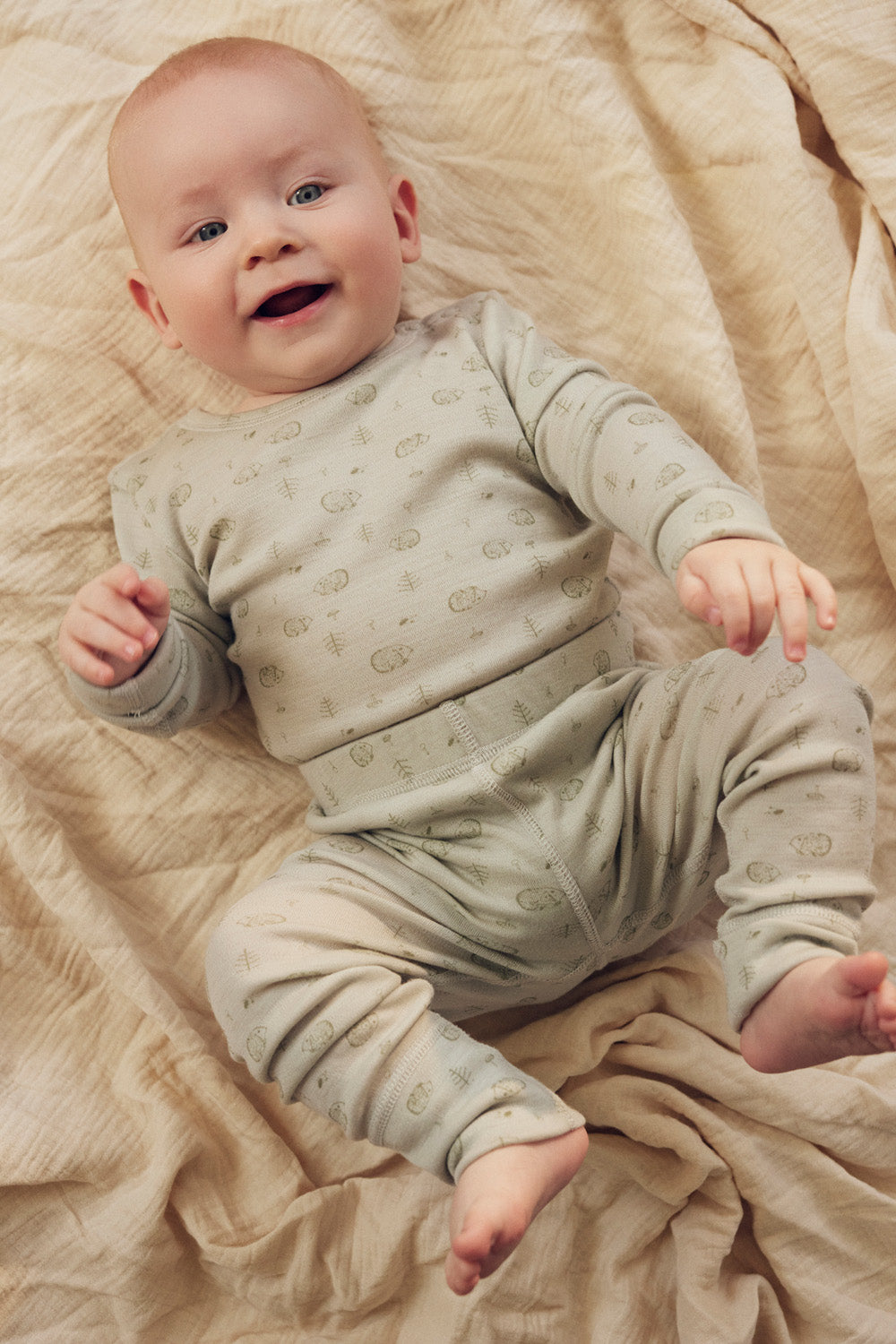 Tiny One Merino Wool Baby Body Body LS Green