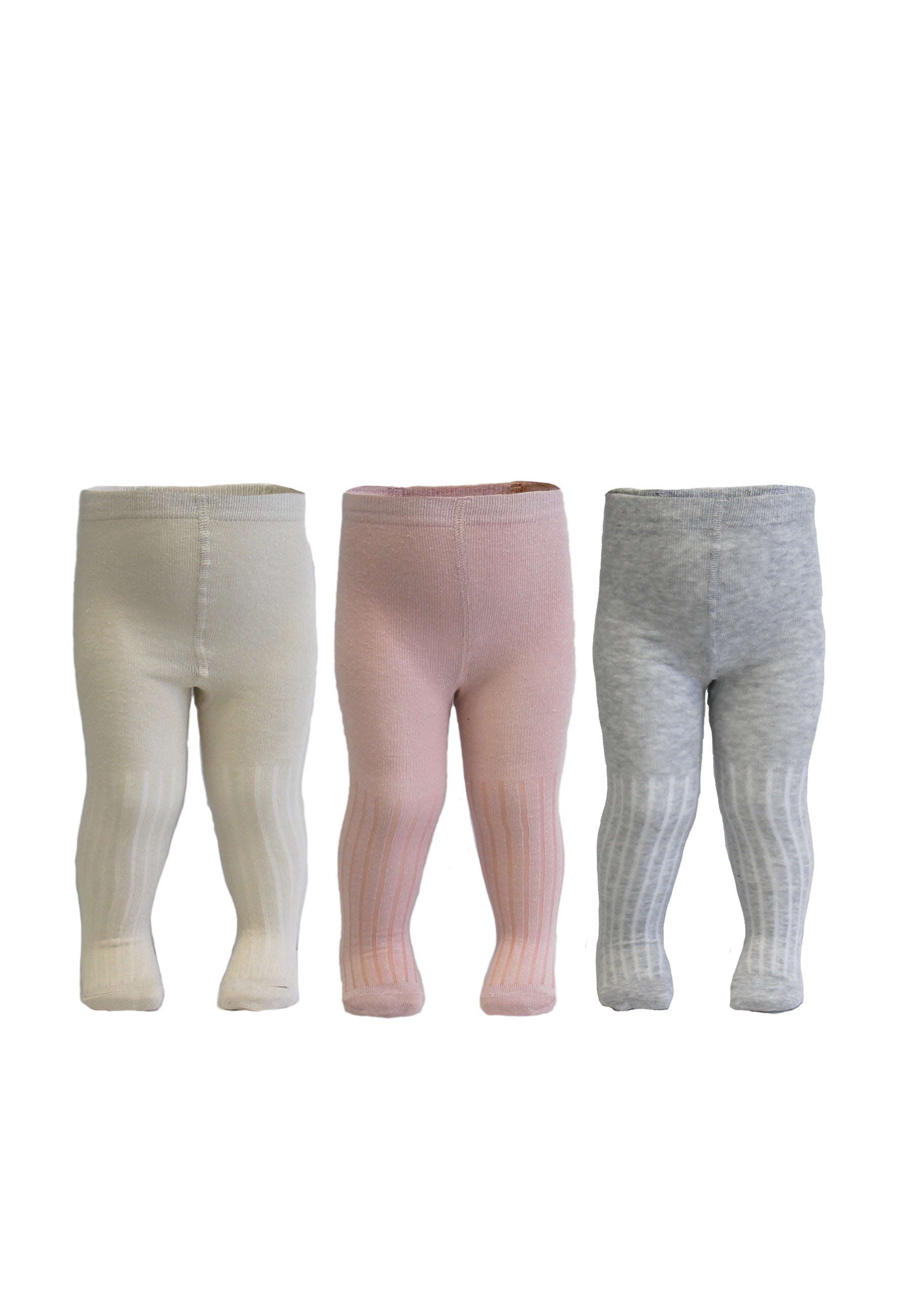 Tiny One TINY-JUPITER TIGHTS 3-pack Tights 1740 Light Grey Melange / Birch / Peachskin