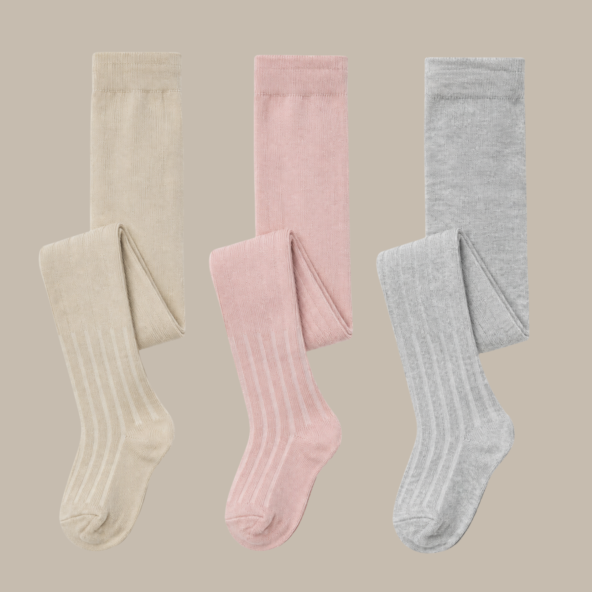 Tiny One Tiny Jupiter Tights 3-pack Tights 1740 Light Grey Melange / Birch / Peachskin