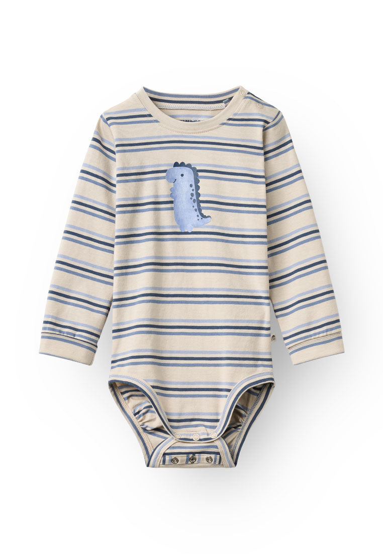 Tiny One Tiny One Baby Body L/S Body LS 324 PUMICE STONE W. STRIPES