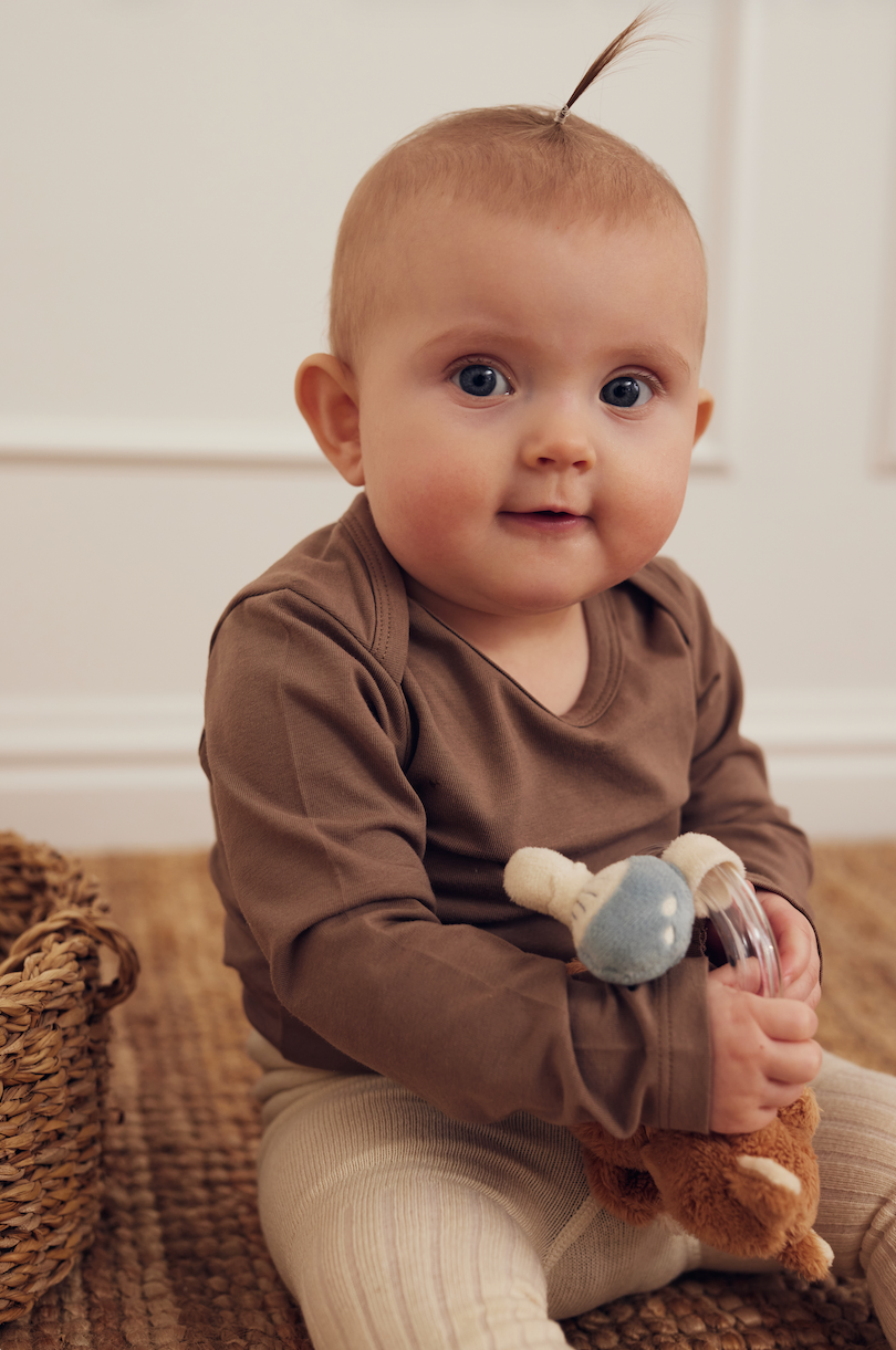 Tiny One Tiny One Baby Body L/S Body LS 1930 Off W./ Moonbeam/ Leafless T.