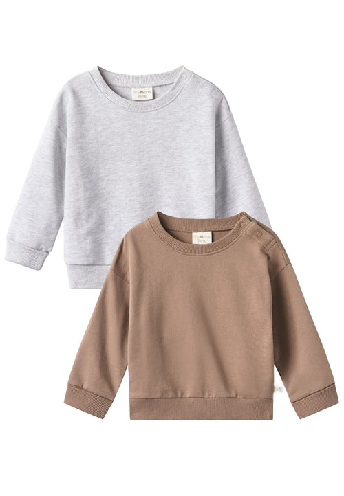 Tiny One Tiny One Organic sweatshirt 2-pack Sweatshirt L/S 303 LGM/Brown