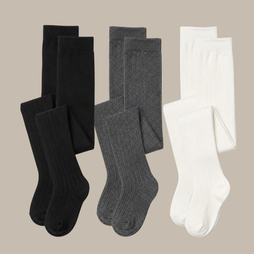 Tiny One Tiny One baby tights 6-pack Tights 1210 Off White/Grey Melange/Black